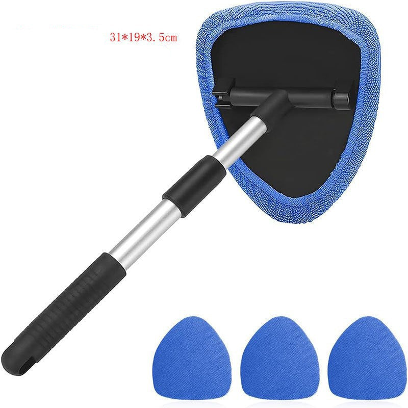 Cleaning tool with blue reusable pads on a white background