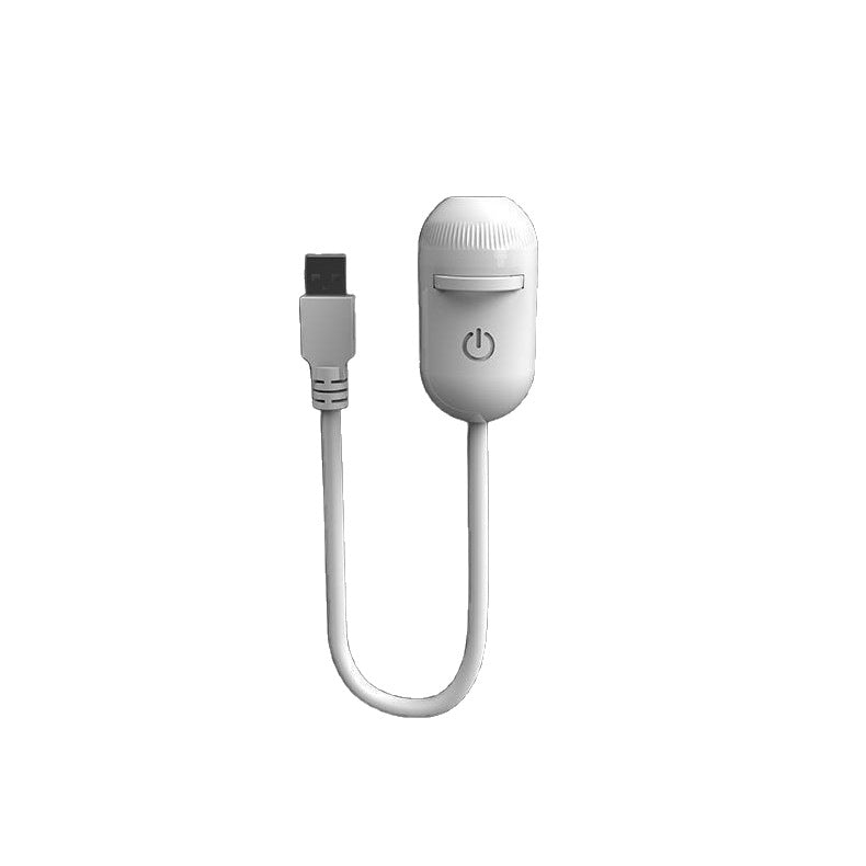 White USB-C adapter with power symbol on a white background