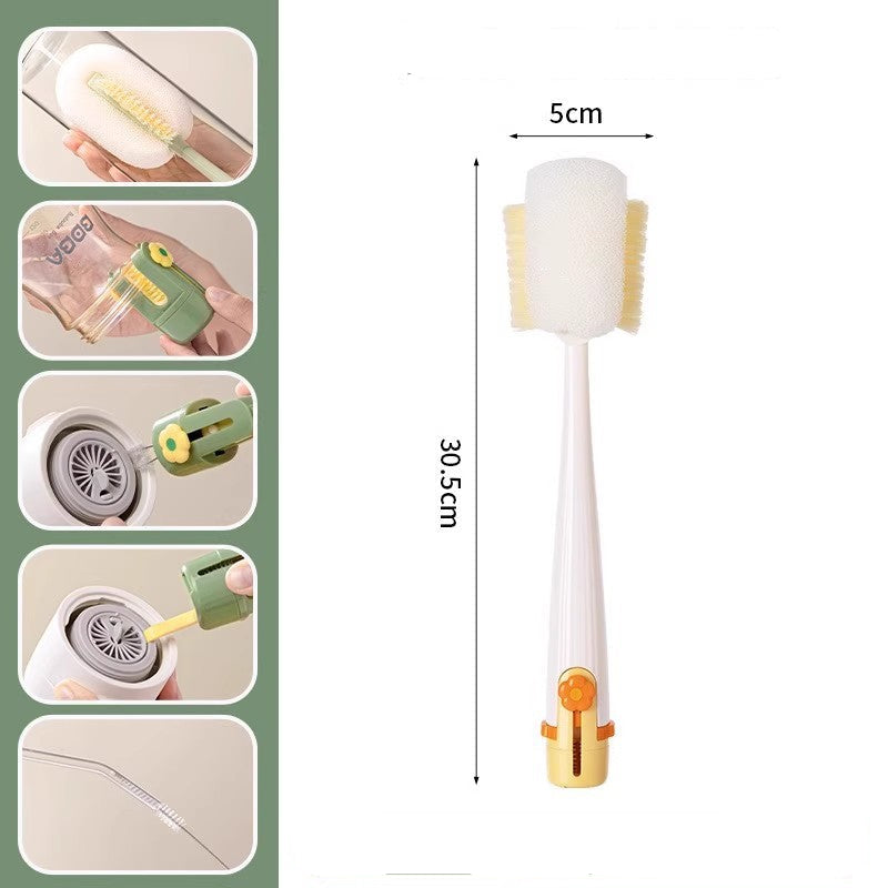 A five-in-one flower cup cleaning brush shown on a white background with a vertical dimension of 30.5 cm and a head width of 5 cm.