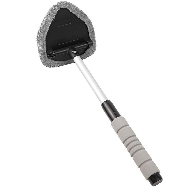 Car windshield cleaning brush with gray bristle pad on a white background