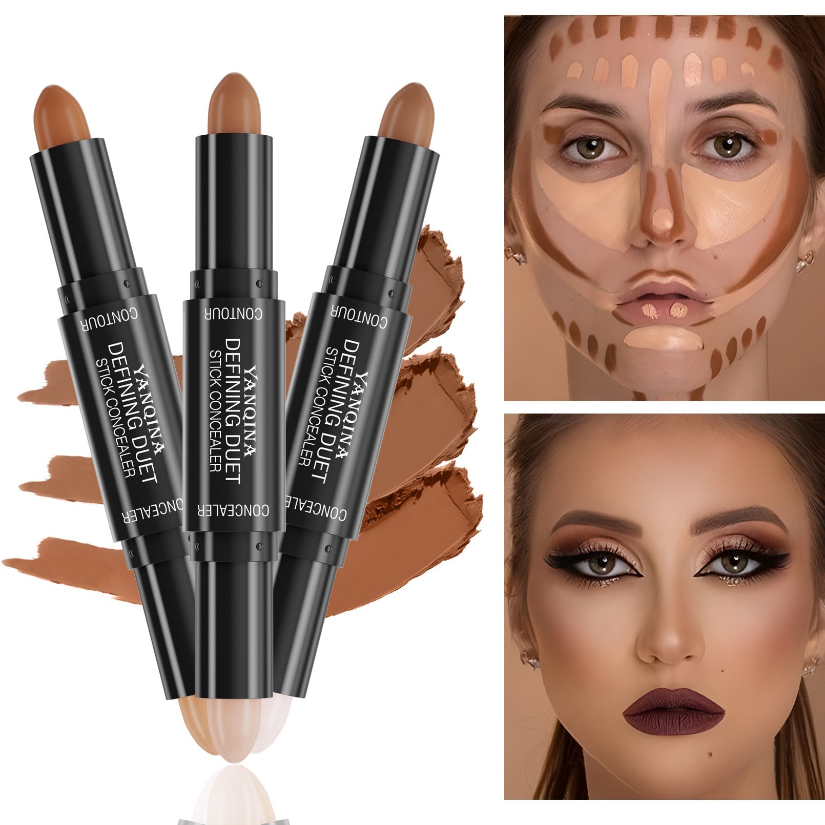 Contour sticks with application examples on a white background