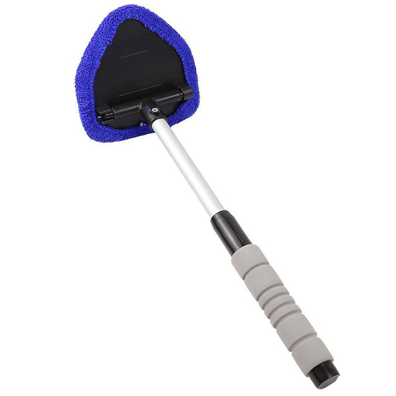 Car windshield cleaning brush with blue foam pad on a white background