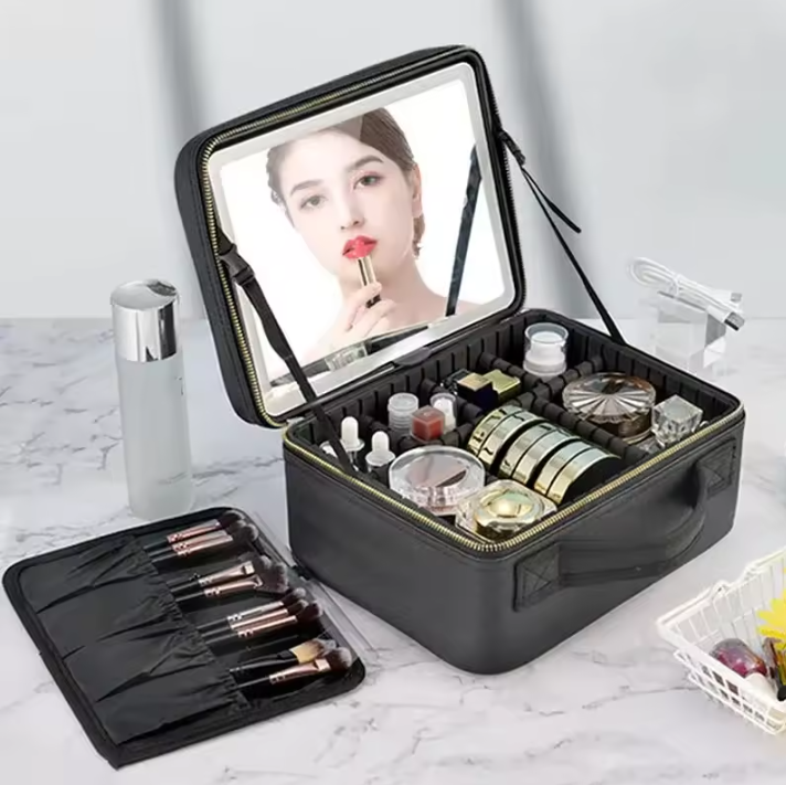 Travel Makeup Bag with LED Mirror